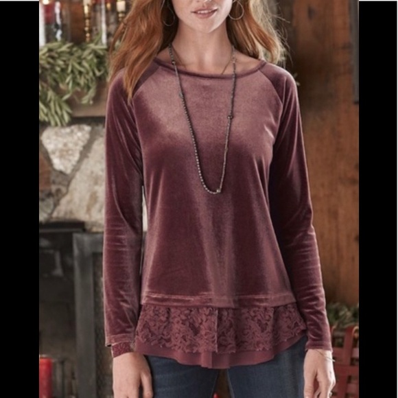 EUC Sundance Grace Velvet & Lace Tunic top - Picture 1 of 6